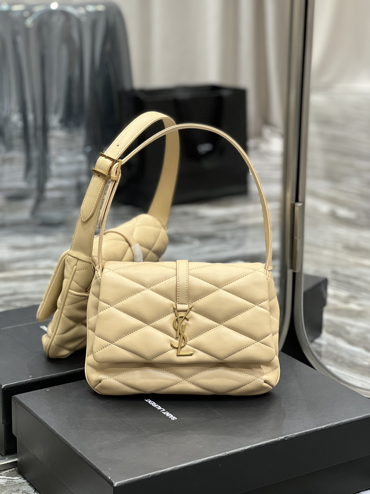 Sa1nt Lau*nt Le 57 Hobo Shoulder Bag Beige For Women, Women’s Bags 9.8in/25cm Y51