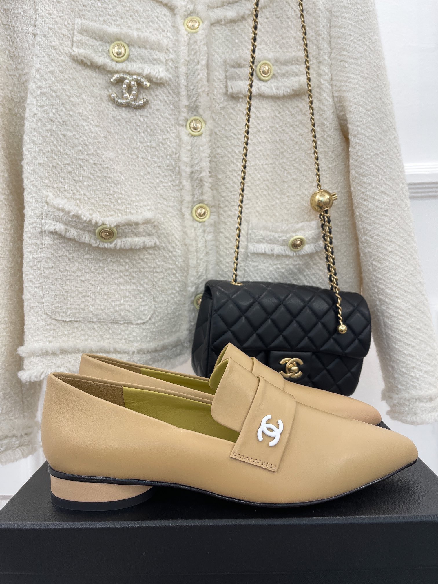 Ch**el Women’s Loafer With Logo Beige For Women