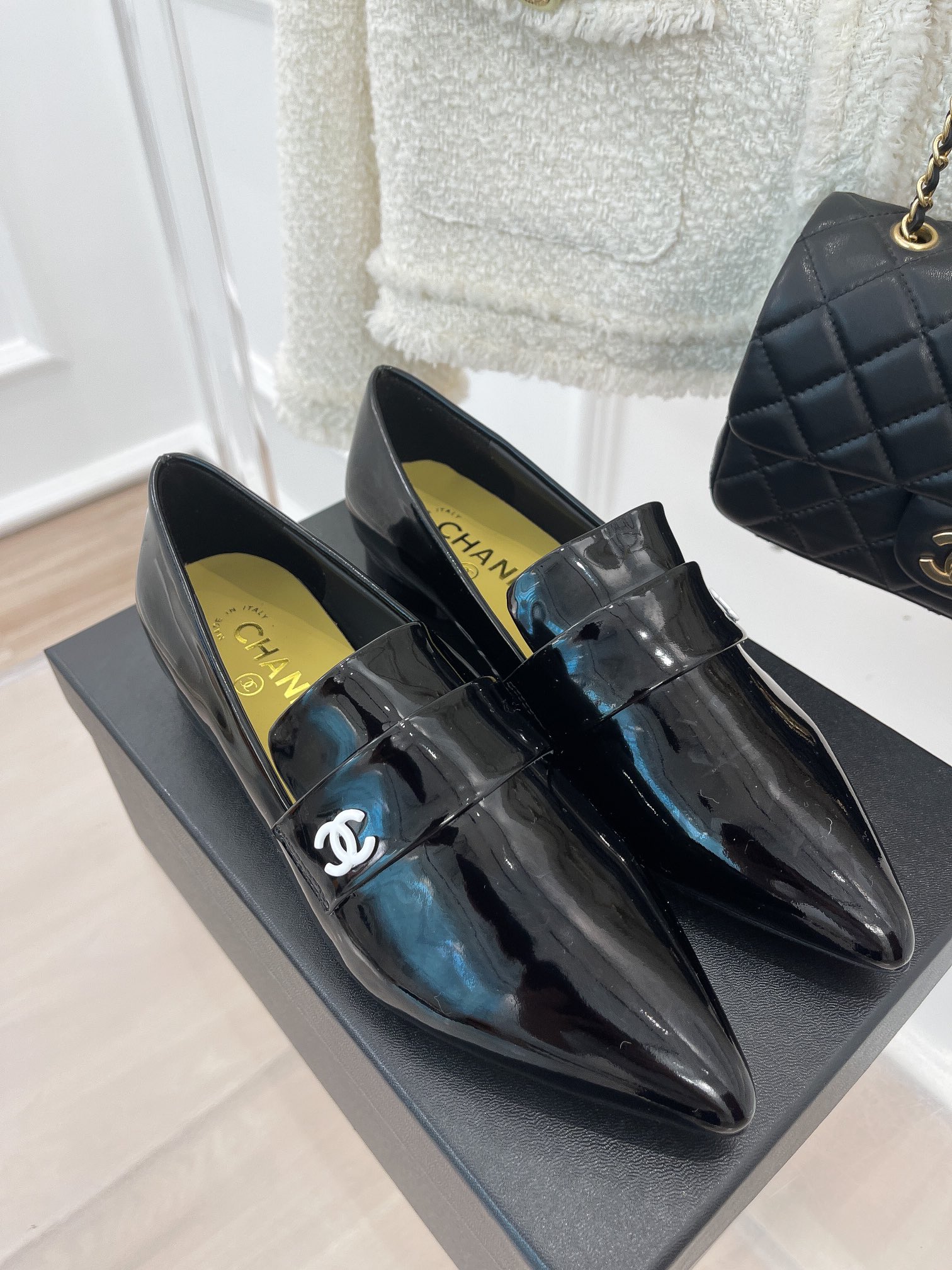 Ch**el Women’s Loafer With Logo Bright Black For Women