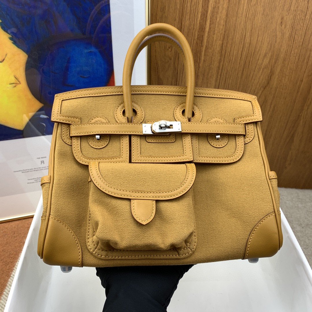 H**me5 Birkin Cargo 25 Beige, Silver Toned Hardware Bag For Women, Women’s Handbags, Shoulder Bags 9.8in/25cm