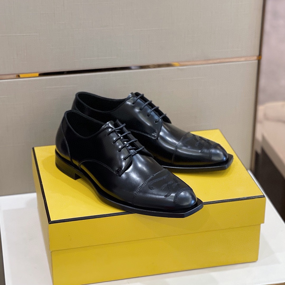 F**di FF Cap Toe Lace Ups Black For Men
