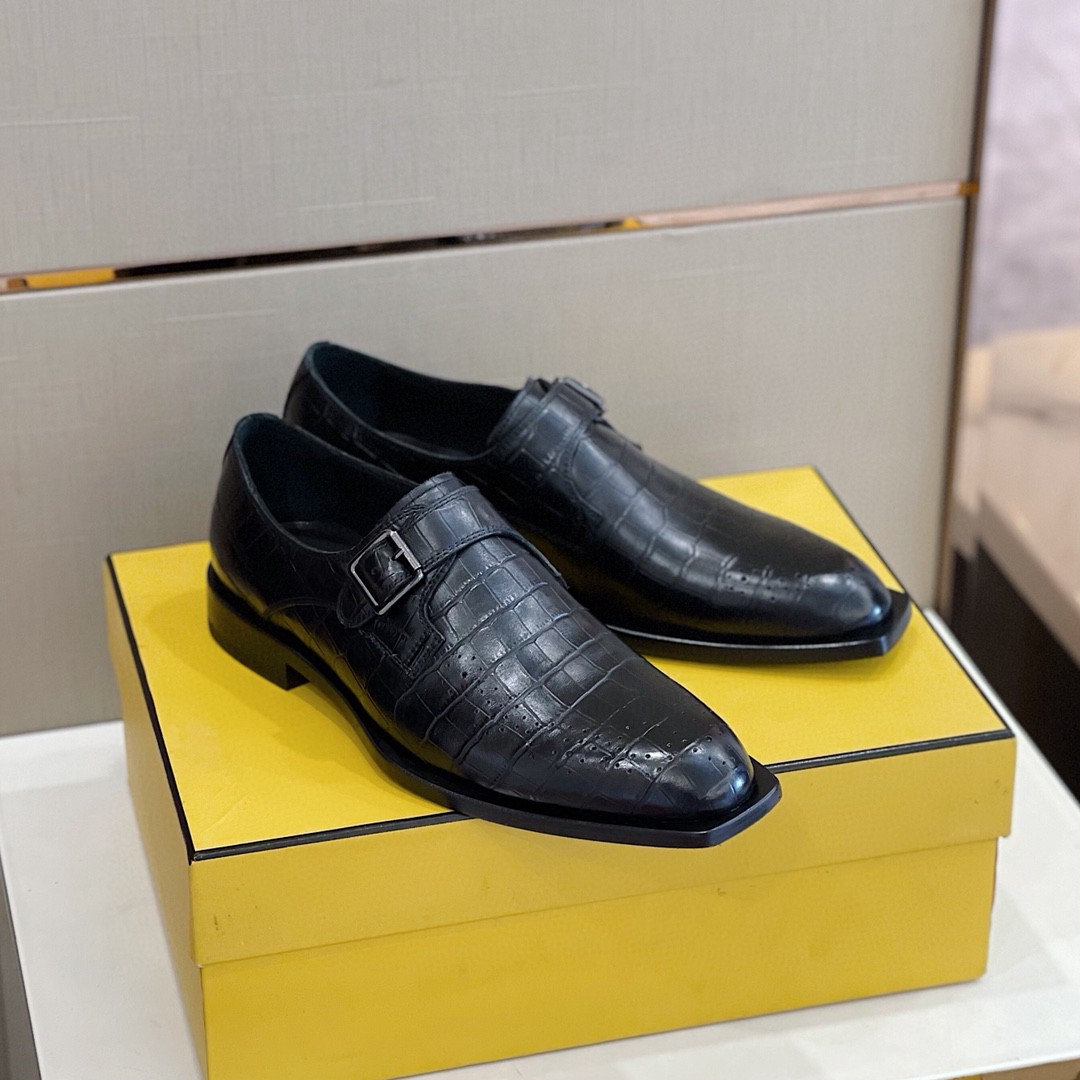 F**di Force Monk Strap Shoes Black For Men