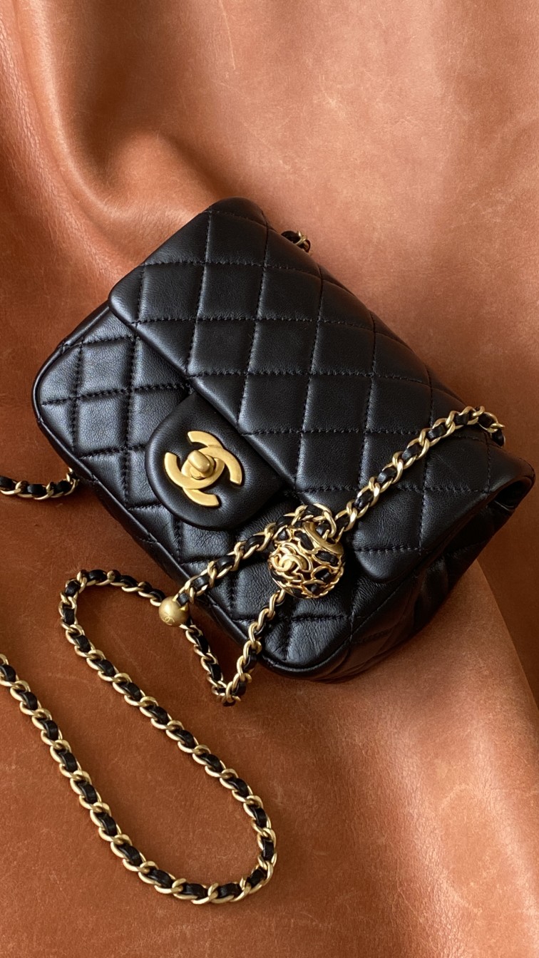 Ch**el Classic Bag Black For Women, Women’s Bags 7.1in/18cm