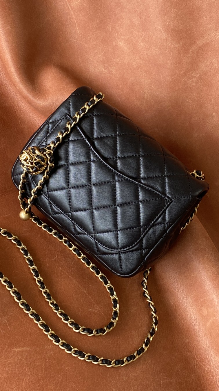 Ch**el Classic Bag Black For Women, Women’s Bags 7.1in/18cm
