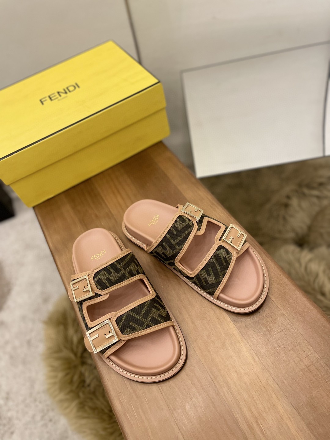 F**di Feel Slides Dark Pink For Women