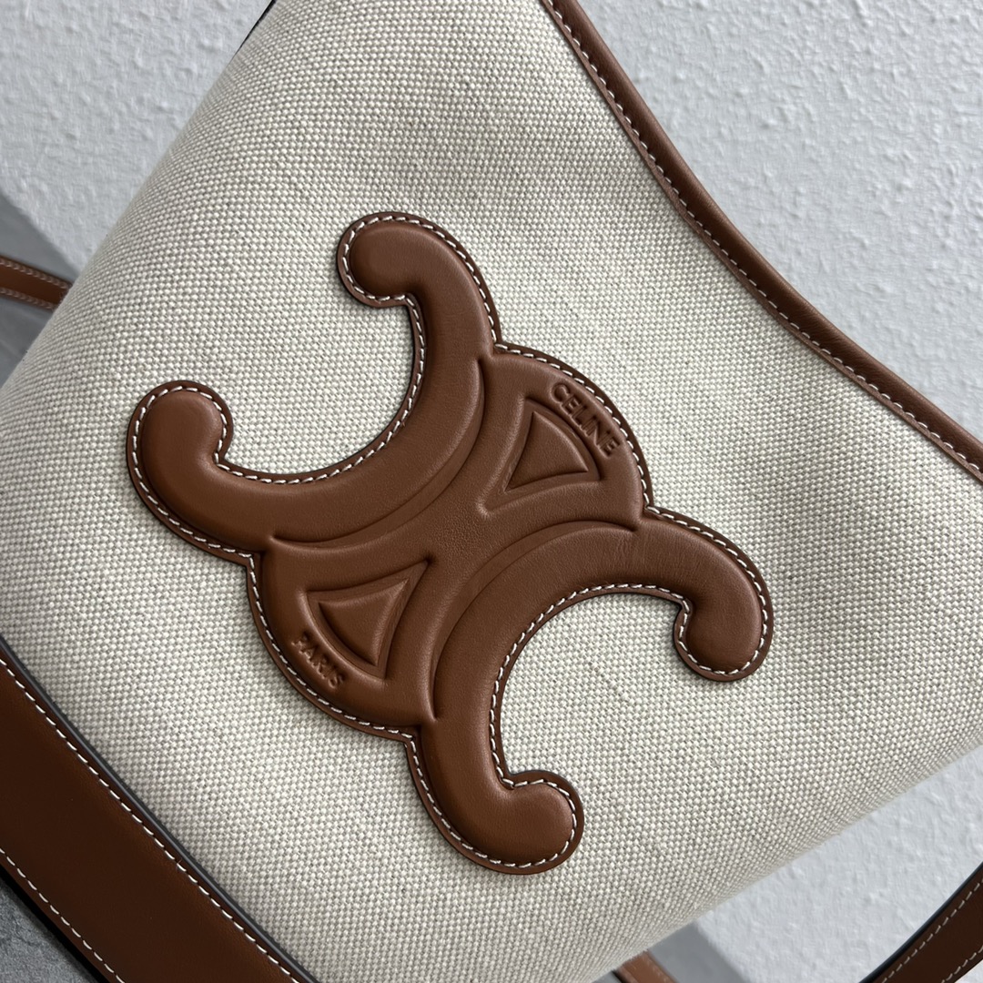 Ce1i*e Small Bucket Cuir Triomphe In Textile Natural / Tan For Women 9in/22cm 198242EFL.02NT