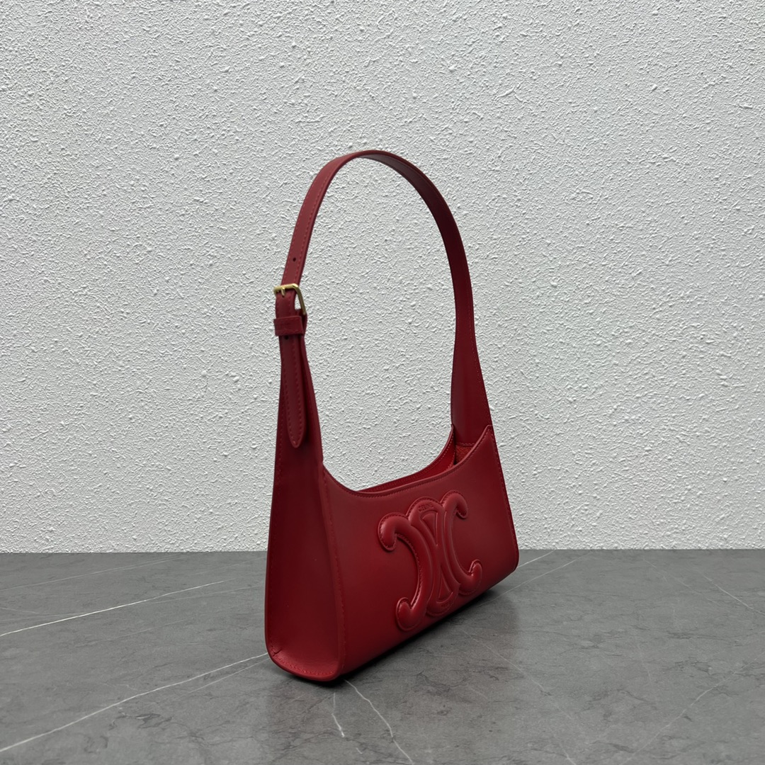 Ce1i*e Cuir Triomphe Shoulder Bag Red For Women 9.4in/24cm
