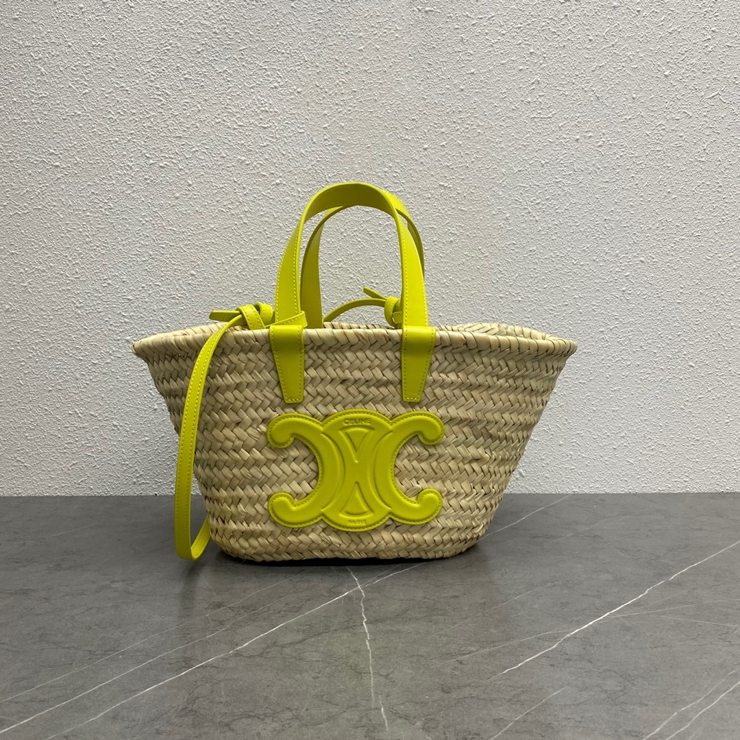 Ce1i*e Teen Triomphe Ce1i*e Classic Panier In Palm Leaves And Lizard Yellow For Women 8in/20cm 194004EH4.11CT