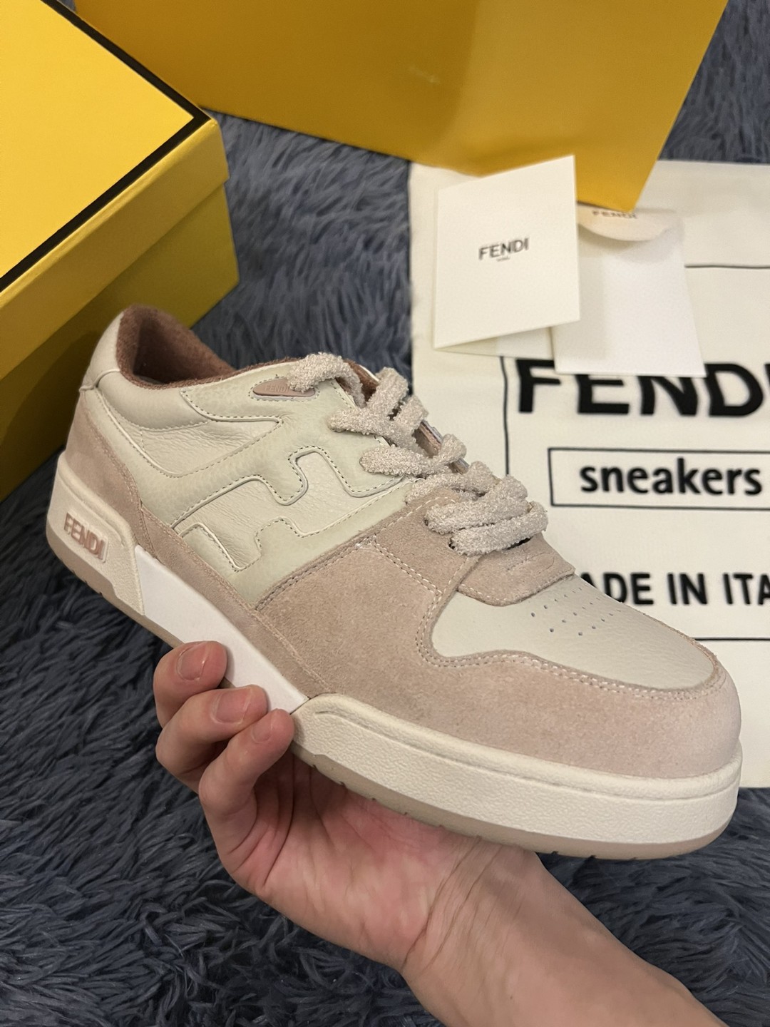 F**di Match Low Tops Sneakers Beige/Brown For Men 7E1493
