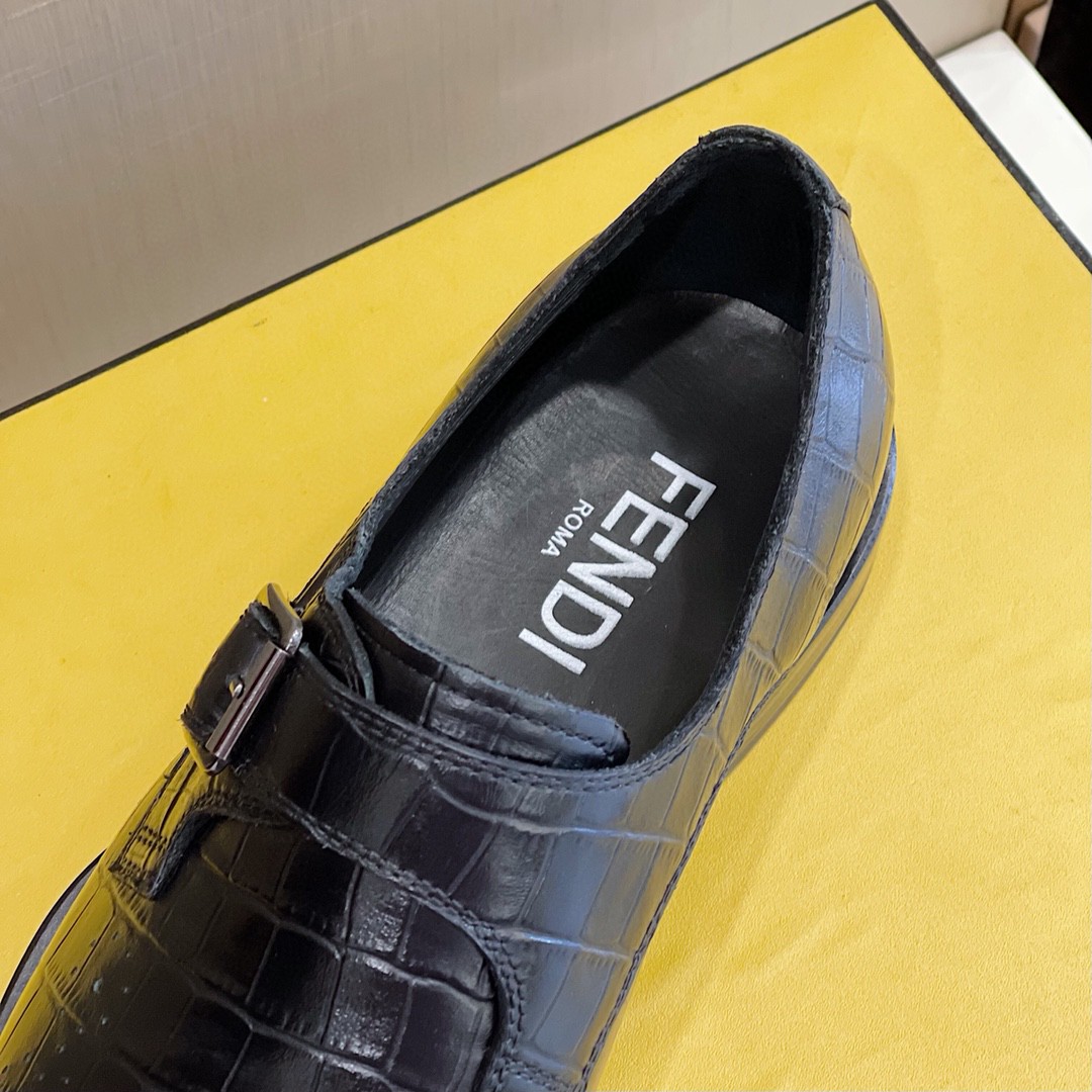F**di Force Monk Strap Shoes Black For Men
