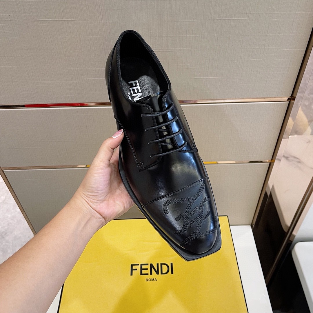 F**di FF Cap Toe Lace Ups Black For Men