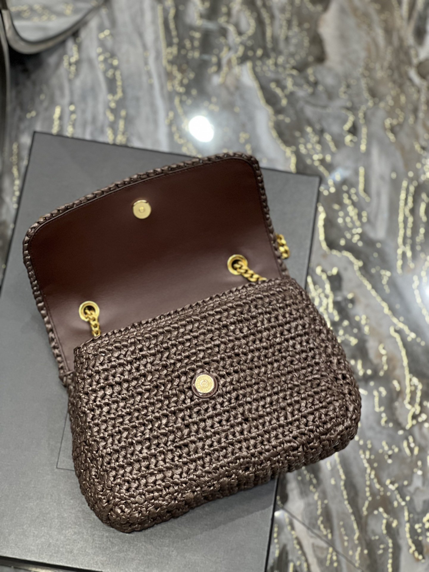 Sa1nt Lau*nt Niki Baby Chain Bag Dark Brown For Women, Women’s Bags 8.2in/21cm Y51
