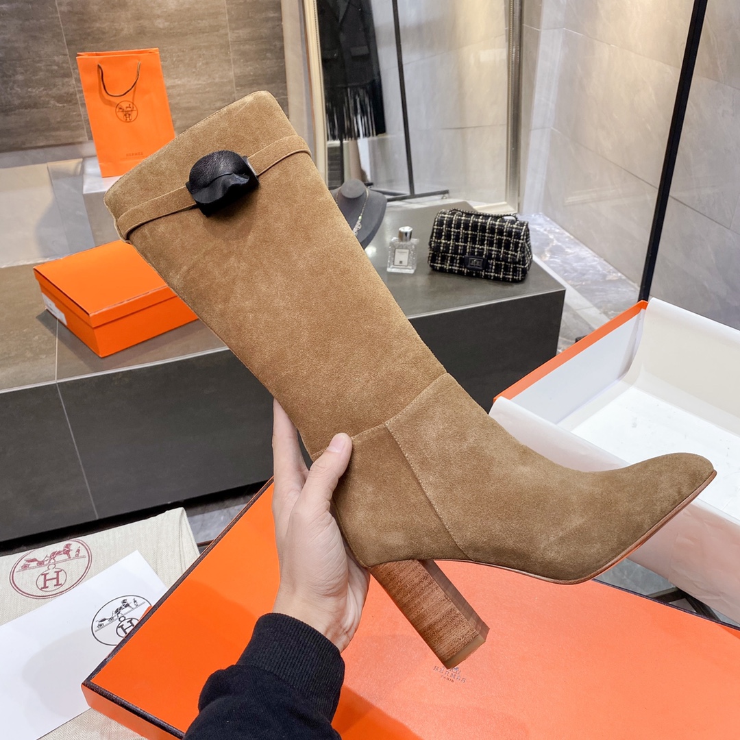 H**me5 High Heel Boots Brown For Women 3.54in/9cm