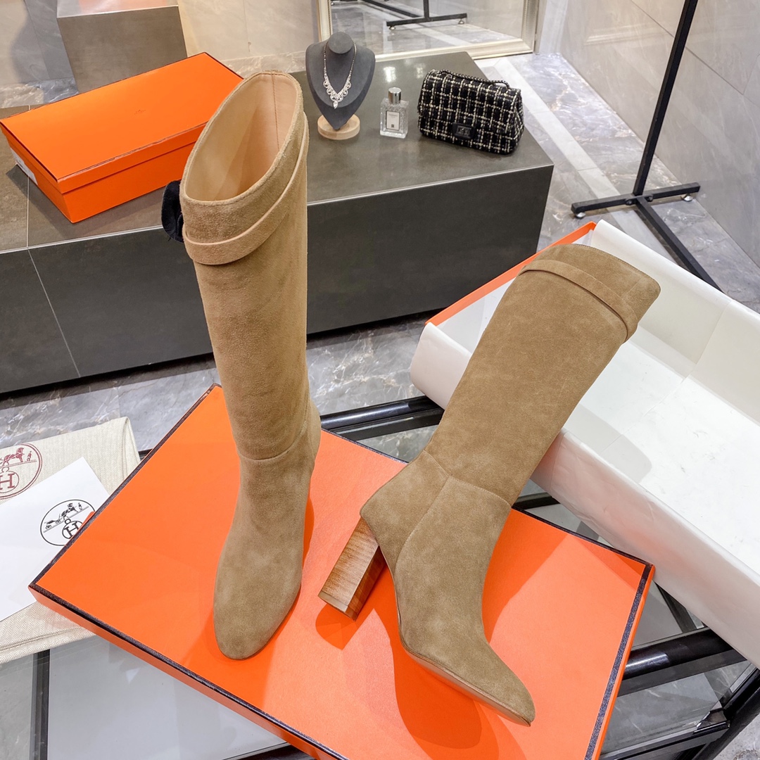 H**me5 High Heel Boots Brown For Women 3.54in/9cm