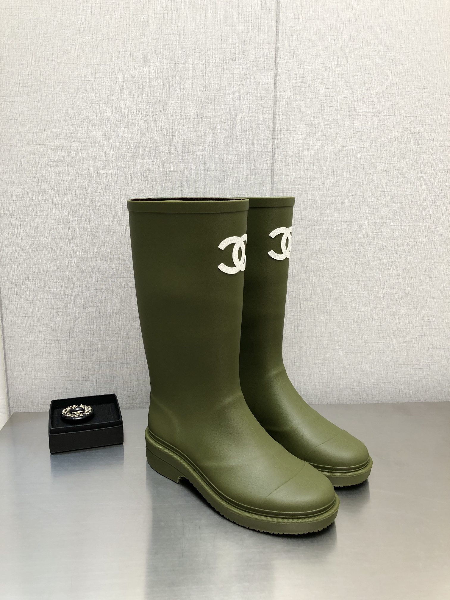 Ch**el Women’s Hight Boots Dark Green For Women