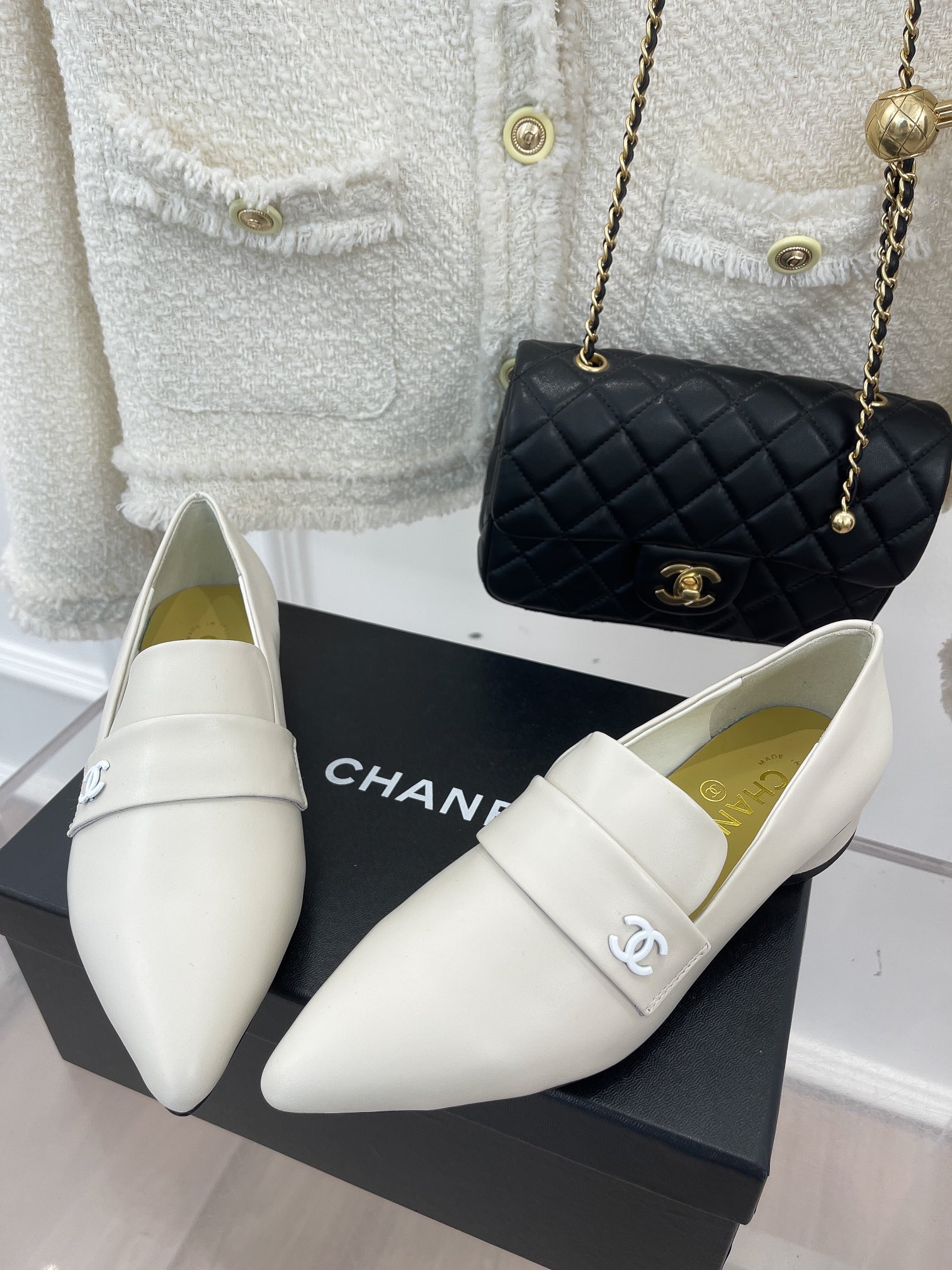 Ch**el Women’s Loafer With Logo White For Women