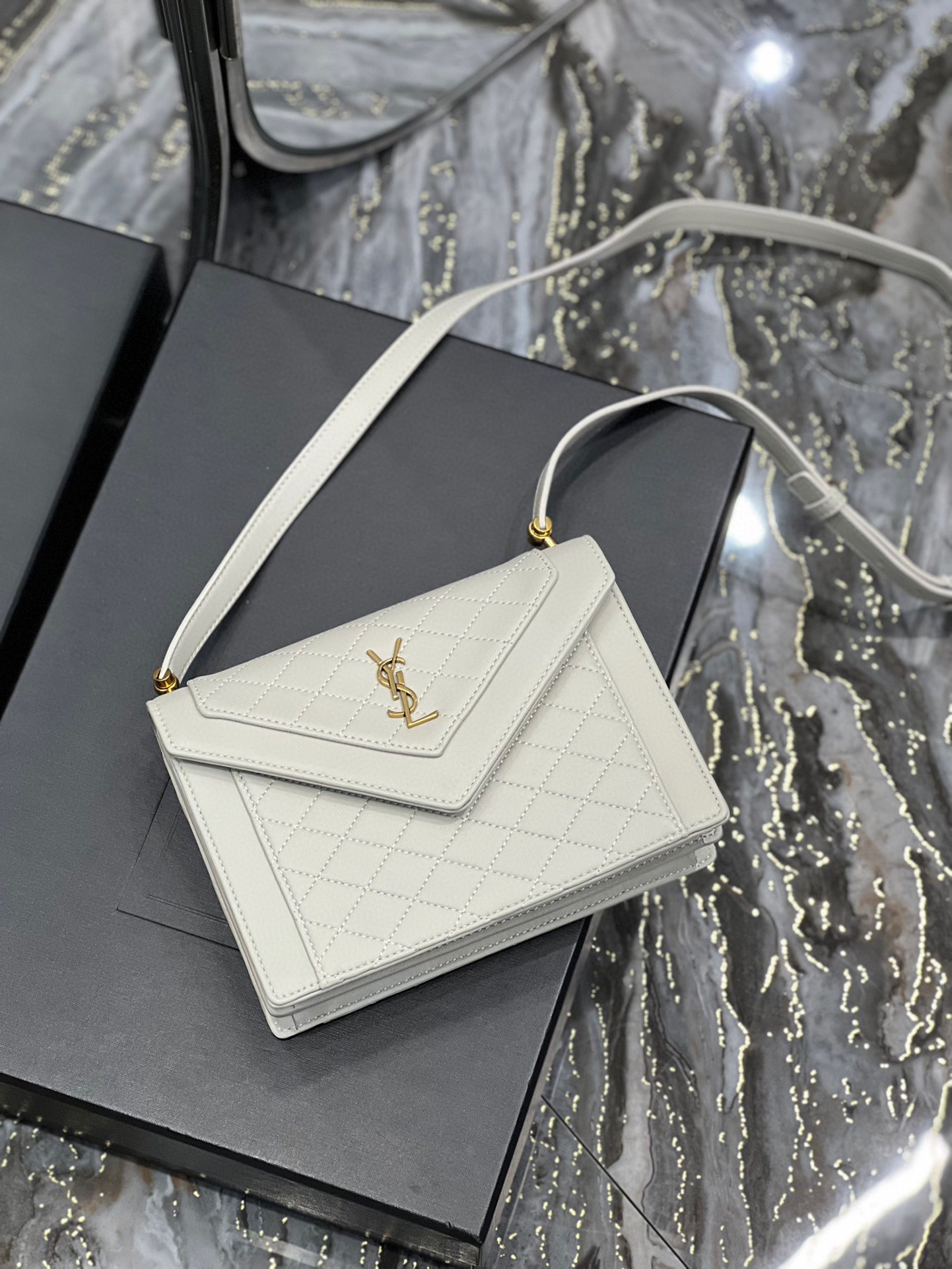 Sa1nt Lau*nt Gaby Mini Satchel White For Women, Women’s Bags 7.9in/20cm Y51 6855741EL079207