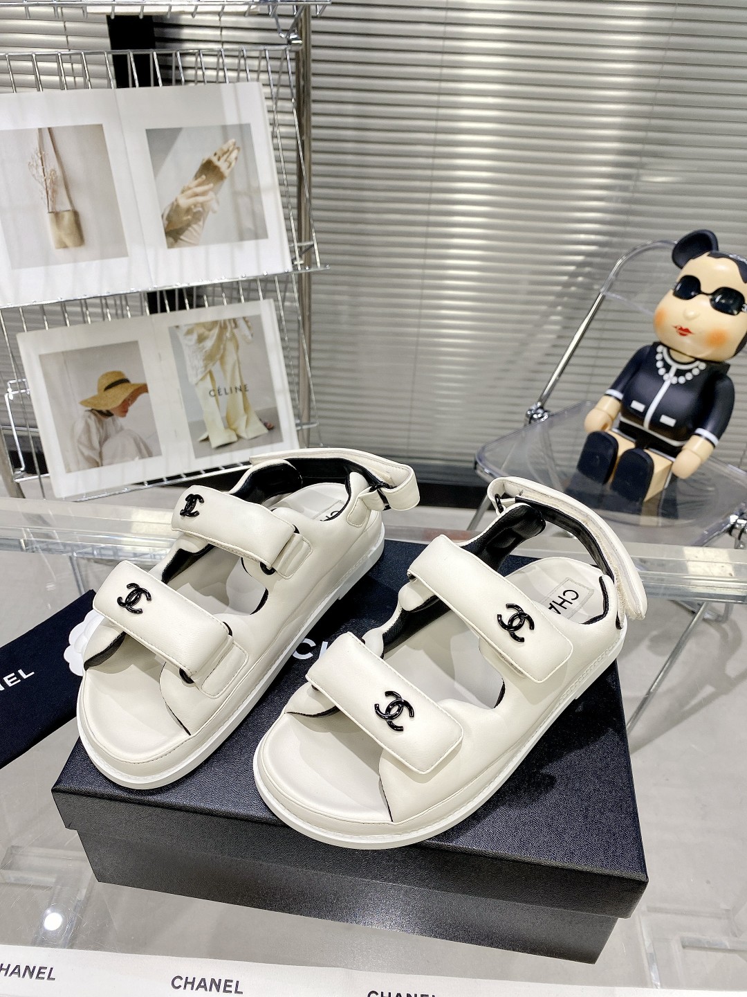 Ch**el Women’s Sandals With Ch**el Logo White For Women