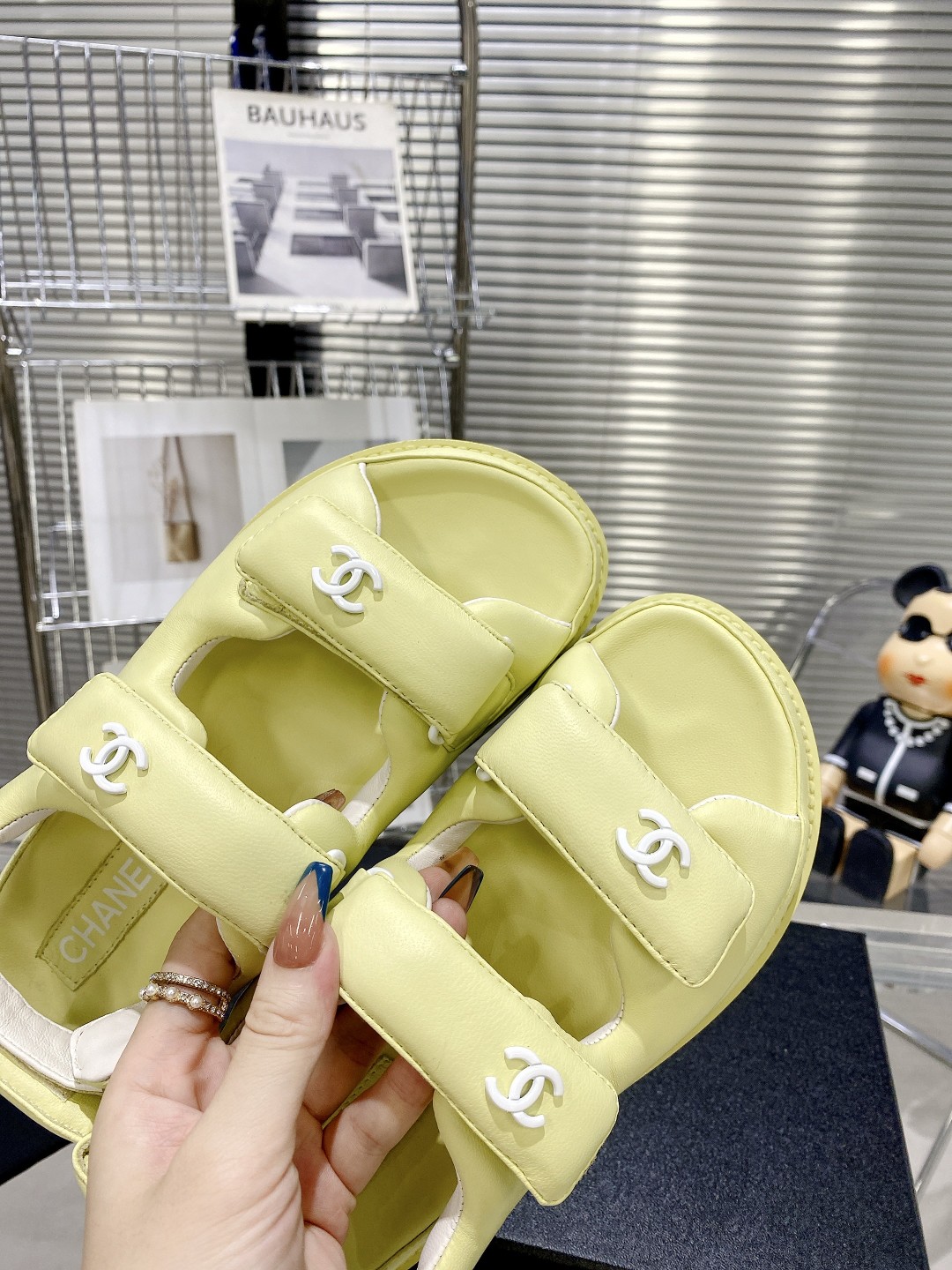 Ch**el Women’s Sandals With Ch**el Logo Yellow For Women