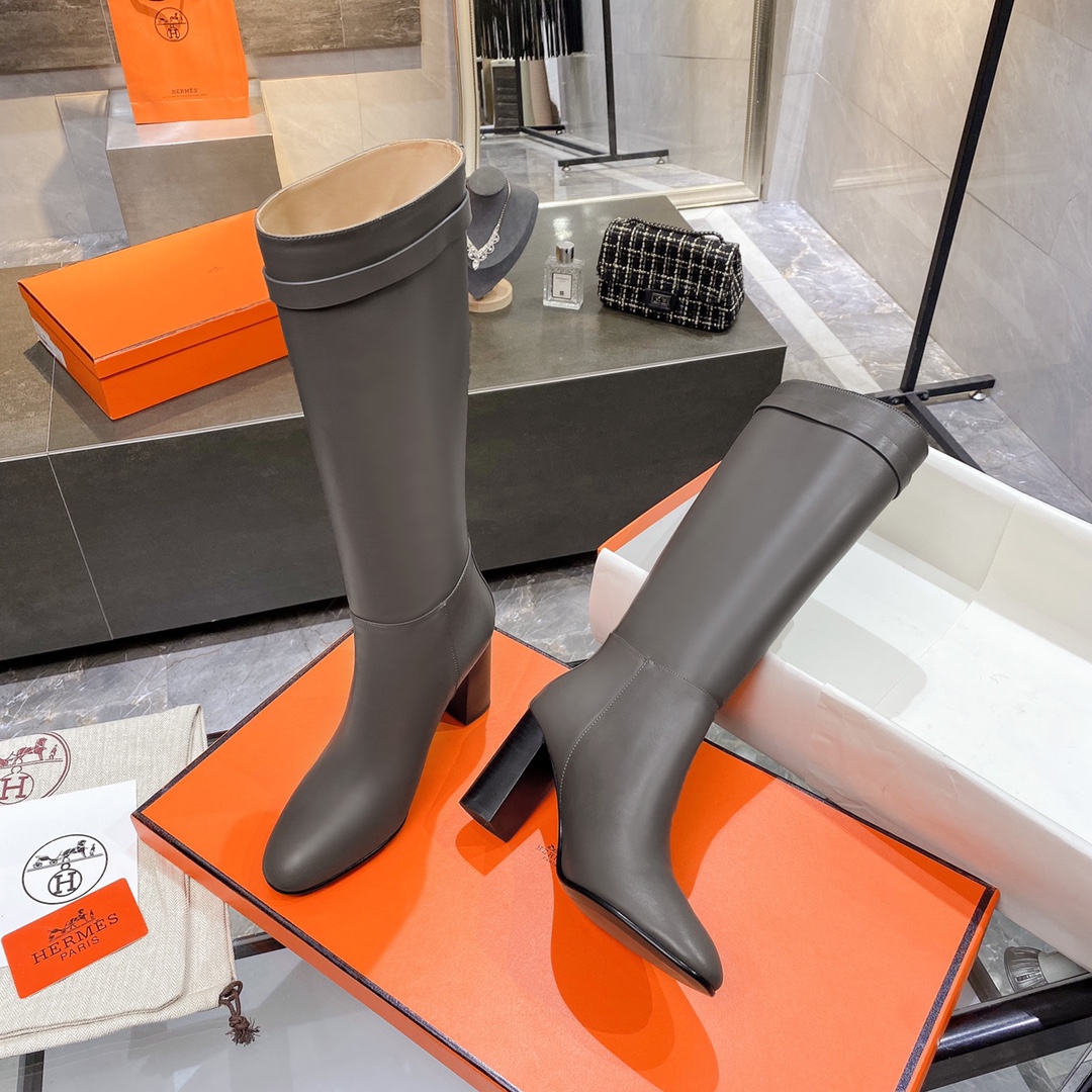 H**me5 High Heel Boots Gray For Women 3.54in/9cm