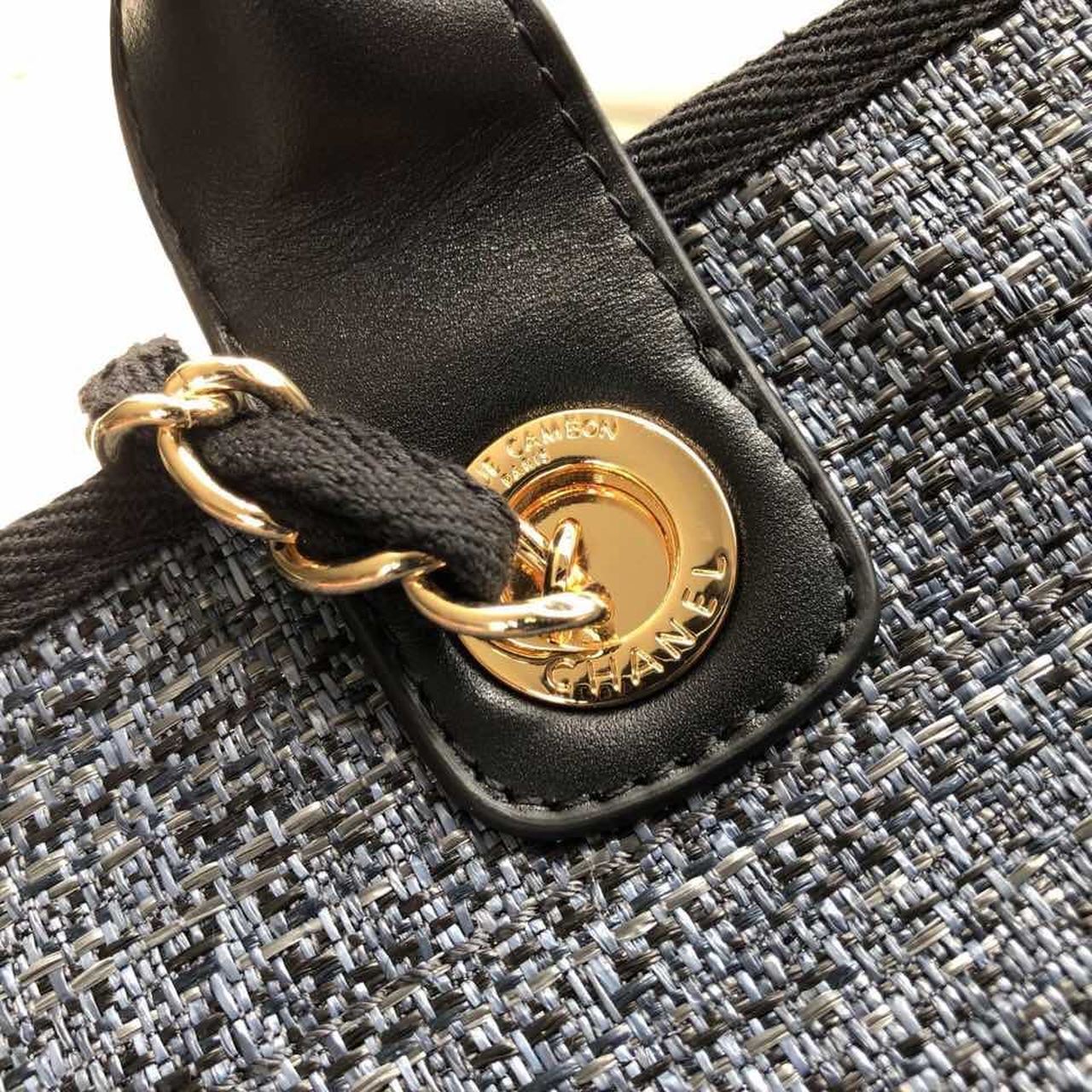 Ch**el Deauville Tote 38cm Blue/Black For Women A66941